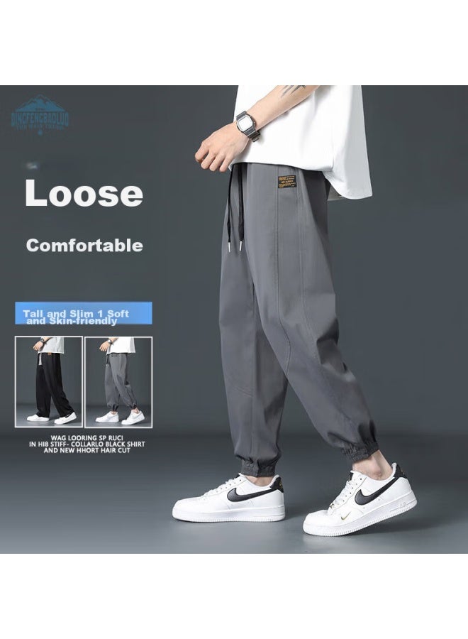 Dingfengbaoluo Men's Trendy Loose-fit Casual Pants, Spring And Summer Sports Joggers, Ankle-length Trousers, 237 Dark Gray, 3XL - Image 1