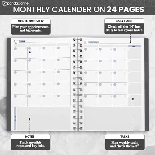 Panda Planner 2025-2026 Undated Weekly Planner – Spiral Bound 5.75" x 8.25" with 52 Weeks, Habit Tracker & Weekly To-Do Lists – Productivity Planner & Academic Organizer for Home, Office & School (Black) - Image 3