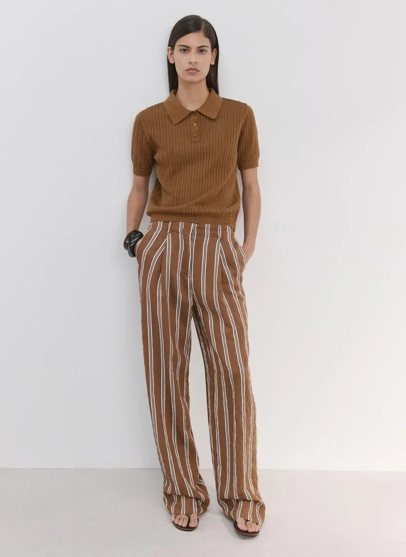 Mango  Openwork knitted polo-neck sweater for Women | Best Price UAE