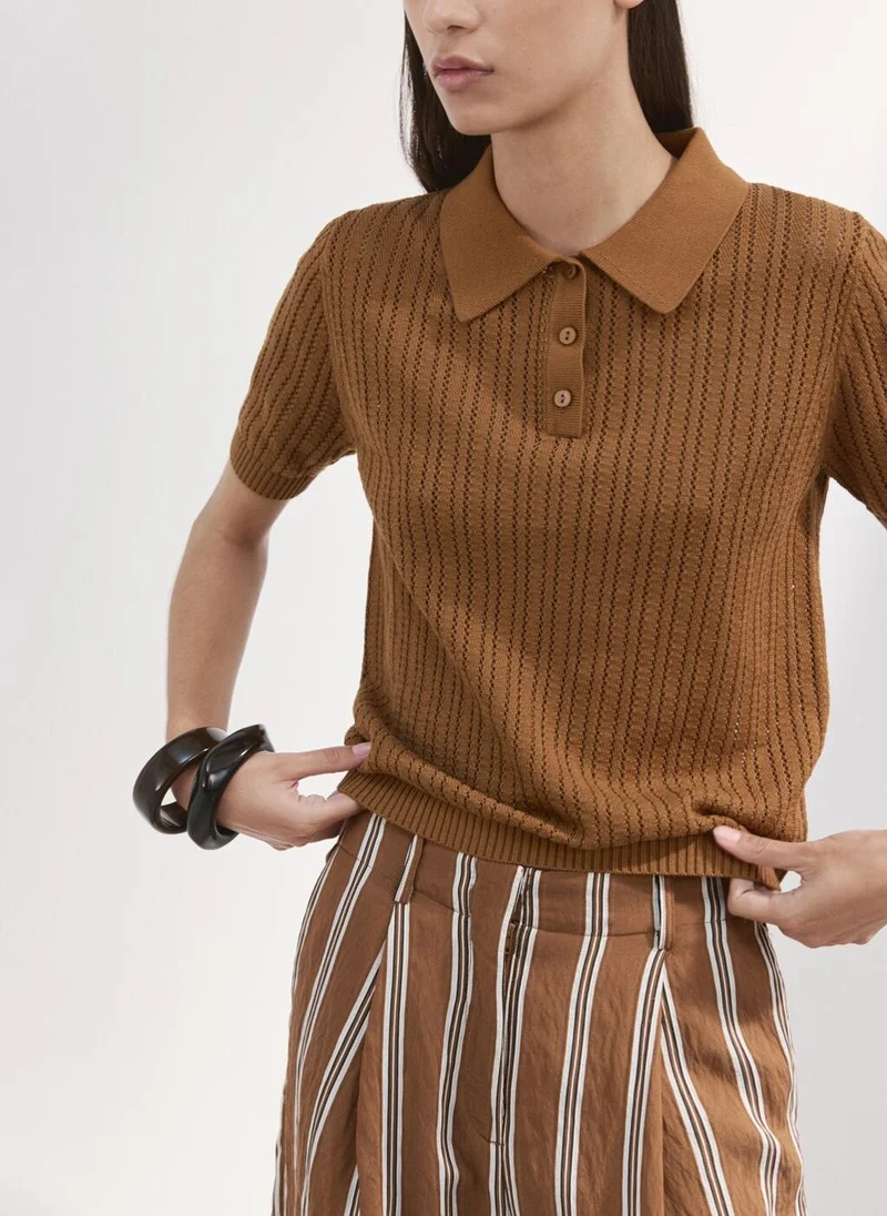 Mango  Openwork knitted polo-neck sweater for Women | Best Price UAE