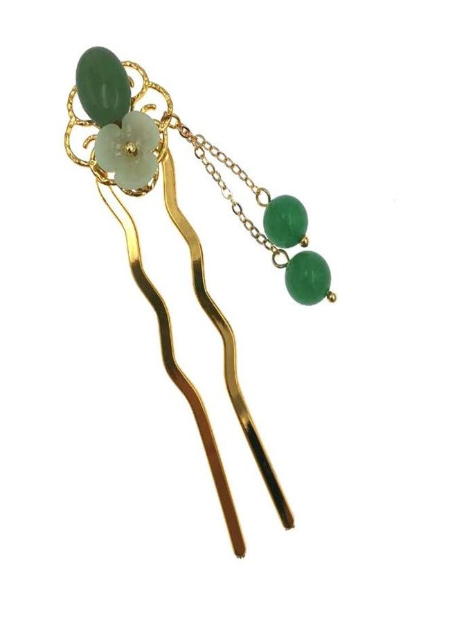 MIAO WU Jade Flower Hair Pins Women Girls Hair Stick,Retro Hanfu U Shape Chopsticks Hair Styling Hair Making Accessories Headwear 3.5inch - Image 2