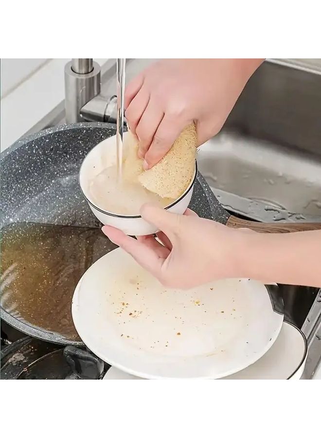 Natural Thickened Heavy Duty Marine Loofah Sponge 4pcs For Kitchen And Bath Cleaning - Image 5