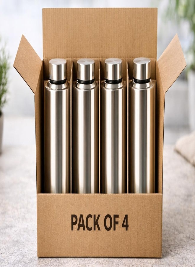 VISAXMI Stainless Steel Water Bottle 1 L | Fridge Steel Bottle | Drinking water bottle | Leak Proof & Durable Steel Bottle for Office, Gym, School & Home (Pack of 4) - Image 1
