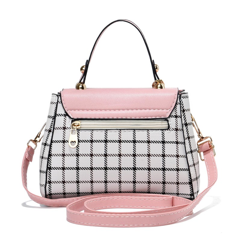Xiaoyu Small Purses and Handbags for Women Fashion Crossbody Bag Lightweight Shoulder Bag Plaid Pattern Satchel (Pink Plus) - Image 5