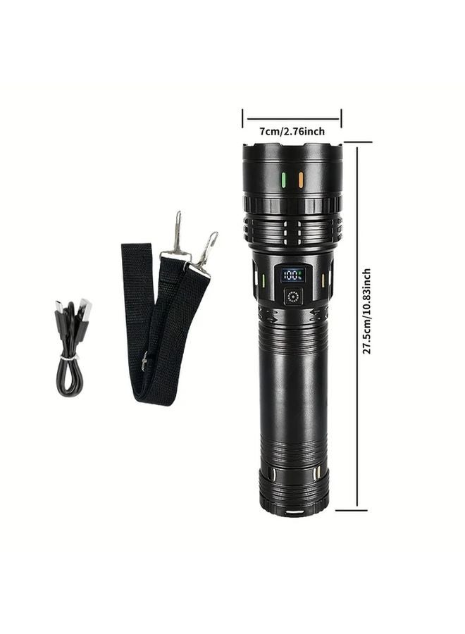 Ab Black Super Bright Long Range Flashlight 3600mAh Large Capacity Battery Phone Charging 4 Modes - Image 4