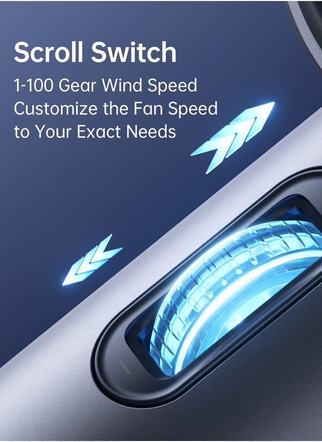 JISULIFE - Portable Handheld Fan,Speed(1-100) Adjustable Turbo Mini Fan,3600mAh Battery Rechargeable Personal Fan,Digital Display,For Women Men Travel/Camping/Outdoor-Blue - Image 1