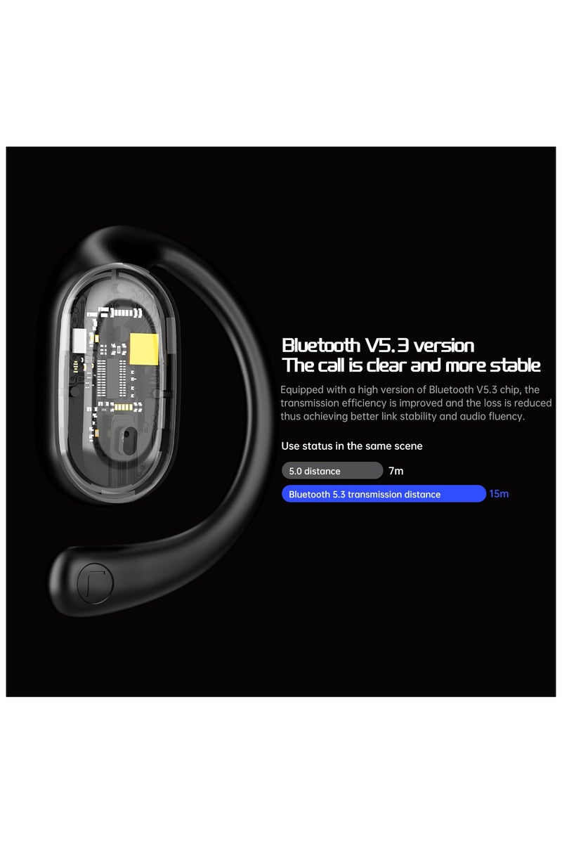 Sports Headphones, Bluetooth 5.3 True Wireless with LED Display, AI Call Noise Cancellation, IP57 Waterproof, Secure Running/Gym Fit, Black - Image 3