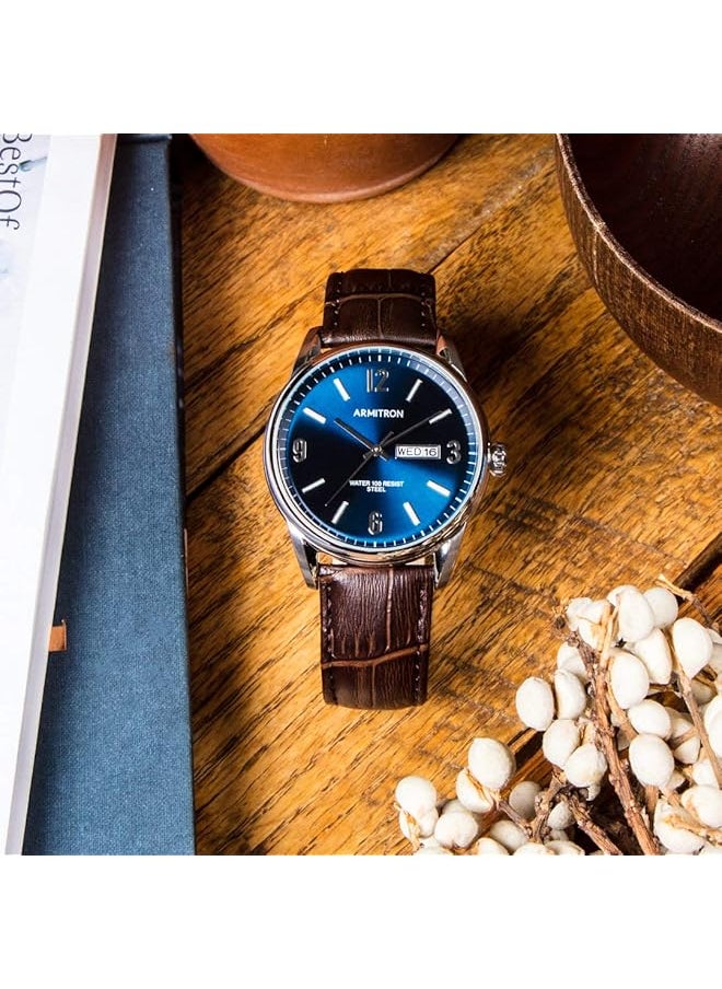 Armitron - Men 20 5048 Day Date Function Dial Croco Grain Leather Strap Watch - Image 1