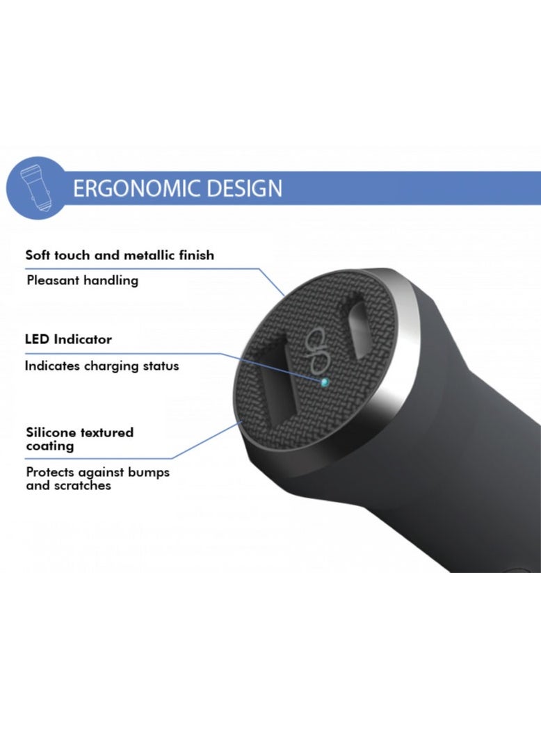 FORCE Force Power Dual 27W USB A & C PD Power Delivery Car Charger Lifetime Warranty Gray  - Image 4