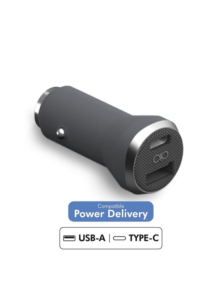 FORCE Force Power Dual 27W USB A & C PD Power Delivery Car Charger Lifetime Warranty Gray  - Image 5