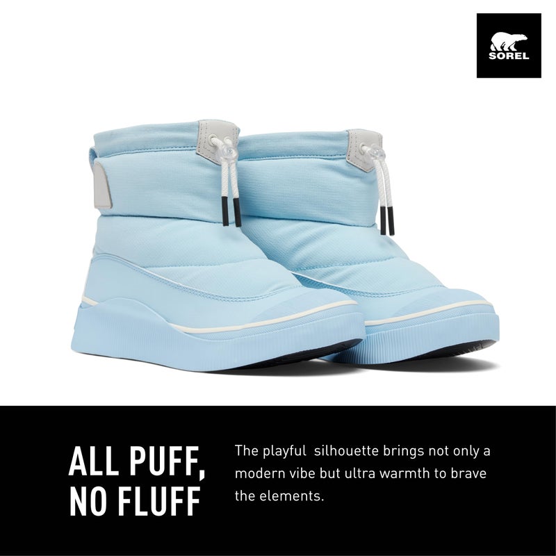 SOREL Women's Out N About lV Puffy Waterproof Boot - Arctic Sea, Chalk - 8 - Image 3