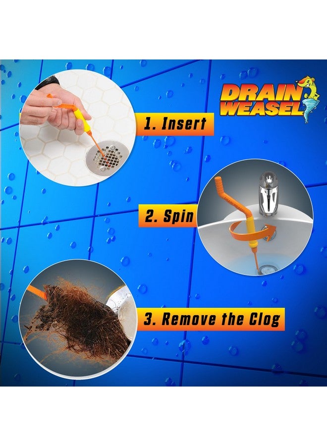 FlexiSnake Pro Drain Weasel Sink Snake Cleaner with New Molded Tip - 18″ - Drain Snake Clog Remover Tool with Rotating Handle & 5 Wand Refills - Easy to Use on Drains & Grates - Made in USA - 5-Pack - Image 4