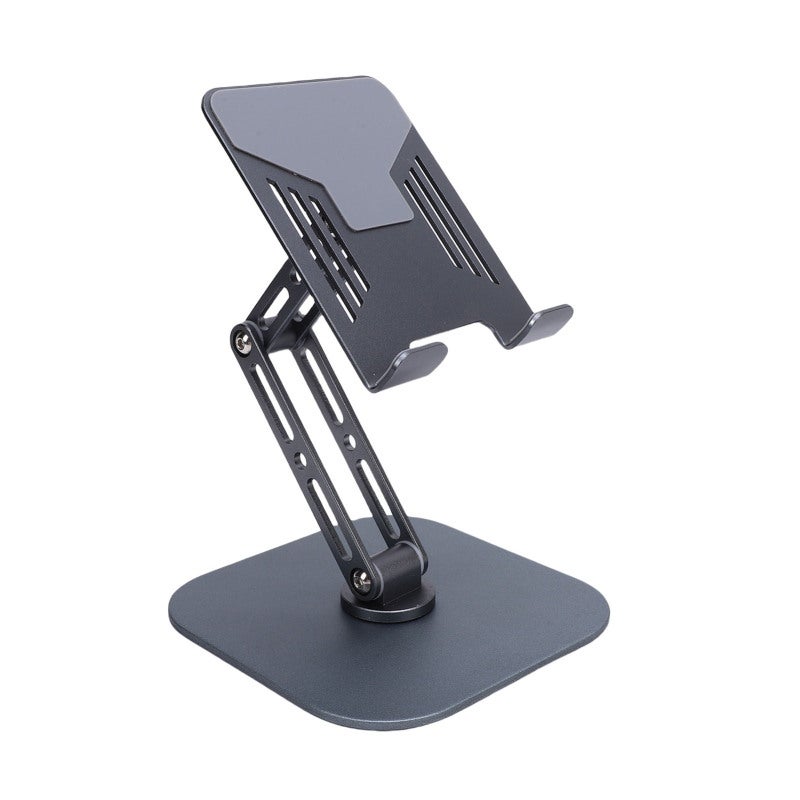 Desk Tablet Stand: 360° Rotating Aluminum Alloy Adjustable Holder - Stable Secure Grip Foldable Compact Portable for Desk Home Office Travel - Image 3