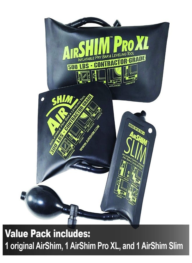Calculated Industries 1134 AirShim Inflatable Pry Bars and Leveling Tools 3-pc Value Pack - Original AirShim, AirShim Pro XL, and AirShim Slim | Contractor-Grade Alignment Pump Wedges | Set of 3 - Image 2