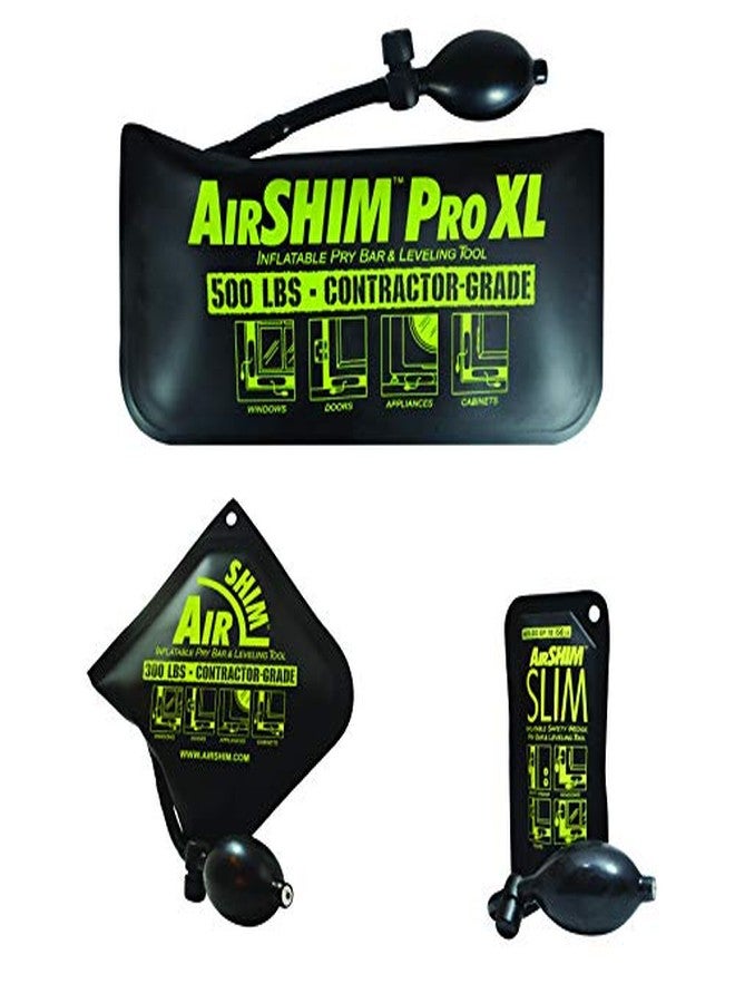 Calculated Industries 1134 AirShim Inflatable Pry Bars and Leveling Tools 3-pc Value Pack - Original AirShim, AirShim Pro XL, and AirShim Slim | Contractor-Grade Alignment Pump Wedges | Set of 3 - Image 1