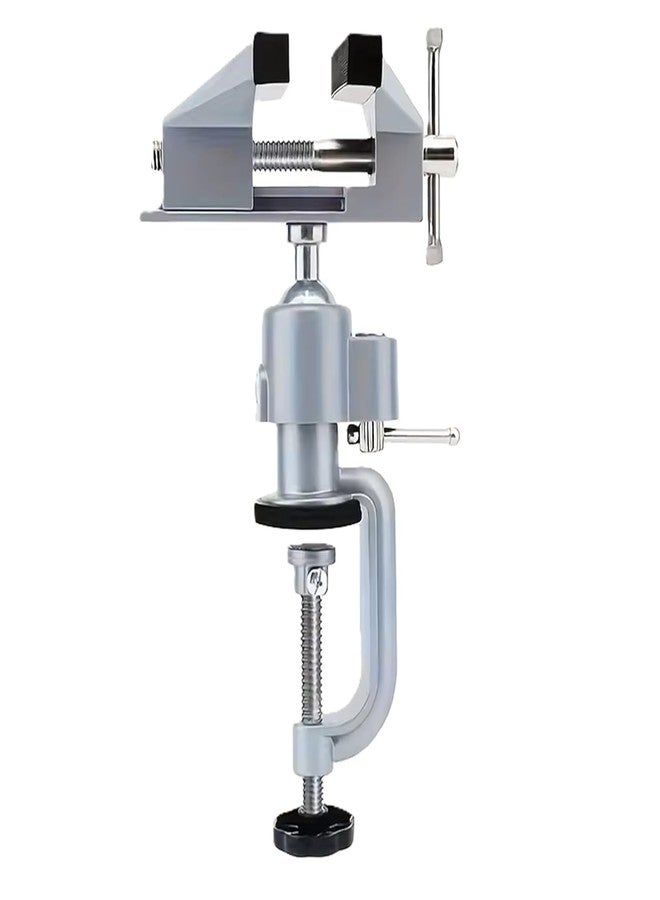NIKTION Heavy Duty 360° Rotating Bench Vise - Aluminum Alloy Table Clamp for DIY, Woodworking, Metalworking, Jewelry Making and Tool Support - Image 1