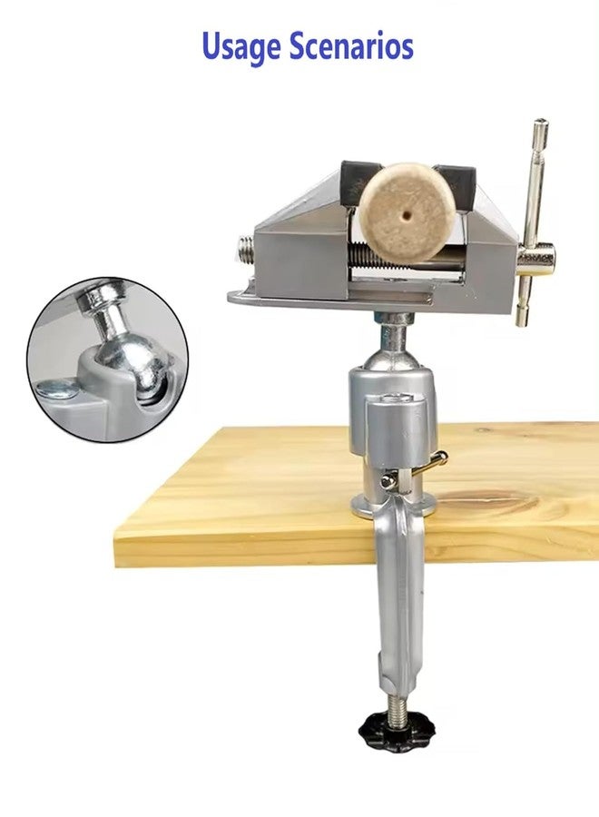 NIKTION Heavy Duty 360° Rotating Bench Vise - Aluminum Alloy Table Clamp for DIY, Woodworking, Metalworking, Jewelry Making and Tool Support - Image 4
