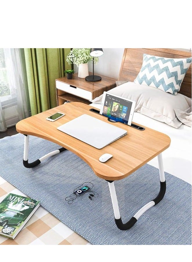 ترابيزة لاب توب قابلة للطي للسرير – أرجل قابلة للتعديل وغير قابلة للانزلاق مع حامل كوب وحامل تابلت ودفتر ملاحظات - Image 1