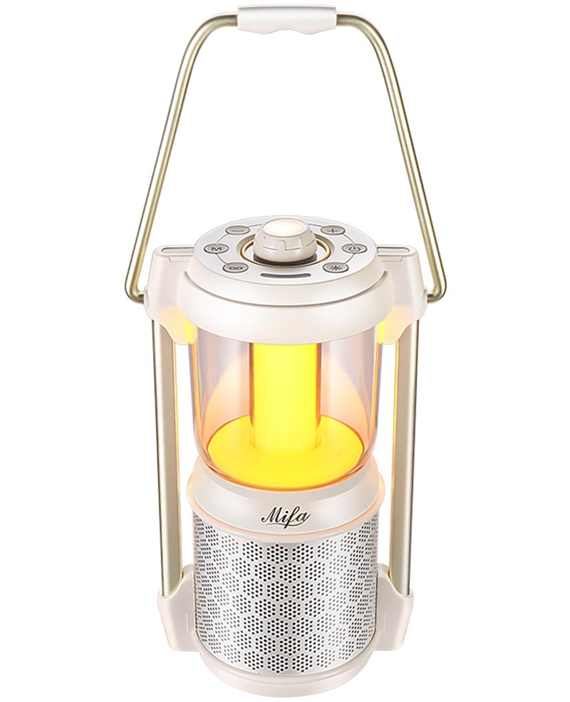 MIFA Lyra Retro Portable Waterproof Bluetooth Speaker with Micro SD Card Slot, 3 Modes Led Night Lights for Bedroom/Home Decor and Outdoor, Cool Electronic Gadgets Gifts for Men & Women, White - Image 2