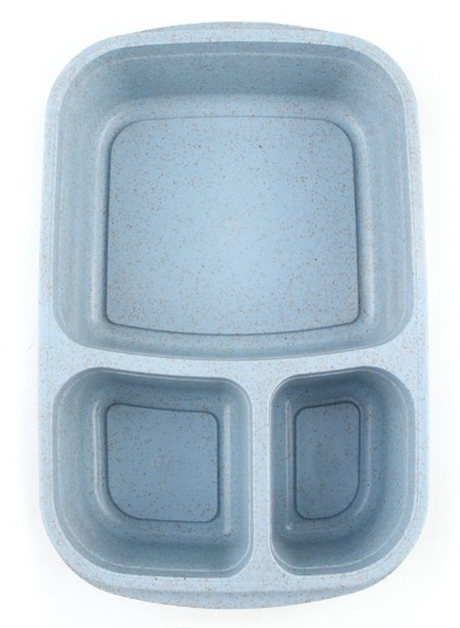 Blue/Clear Biodegradable 3-Compartment Bento Lunch Box with Cover - Image 3