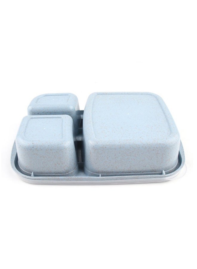 Blue/Clear Biodegradable 3-Compartment Bento Lunch Box with Cover - Image 2