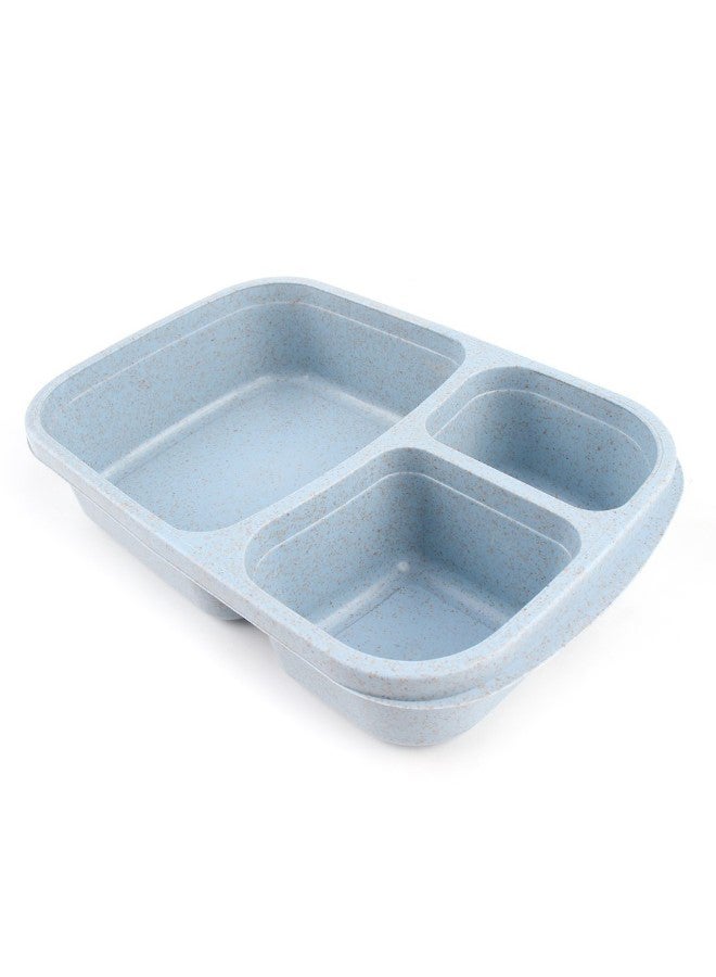 Blue/Clear Biodegradable 3-Compartment Bento Lunch Box with Cover - Image 4