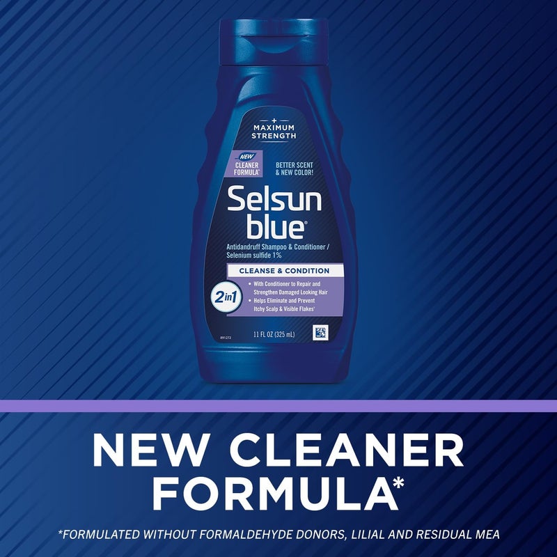 Selsun Blue 2-in-1 Antidandruff Shampoo & Conditioner, Maximum Strength 2-in-1 Treatment With Selenium Sulfide, 11 fl. oz. - Image 3