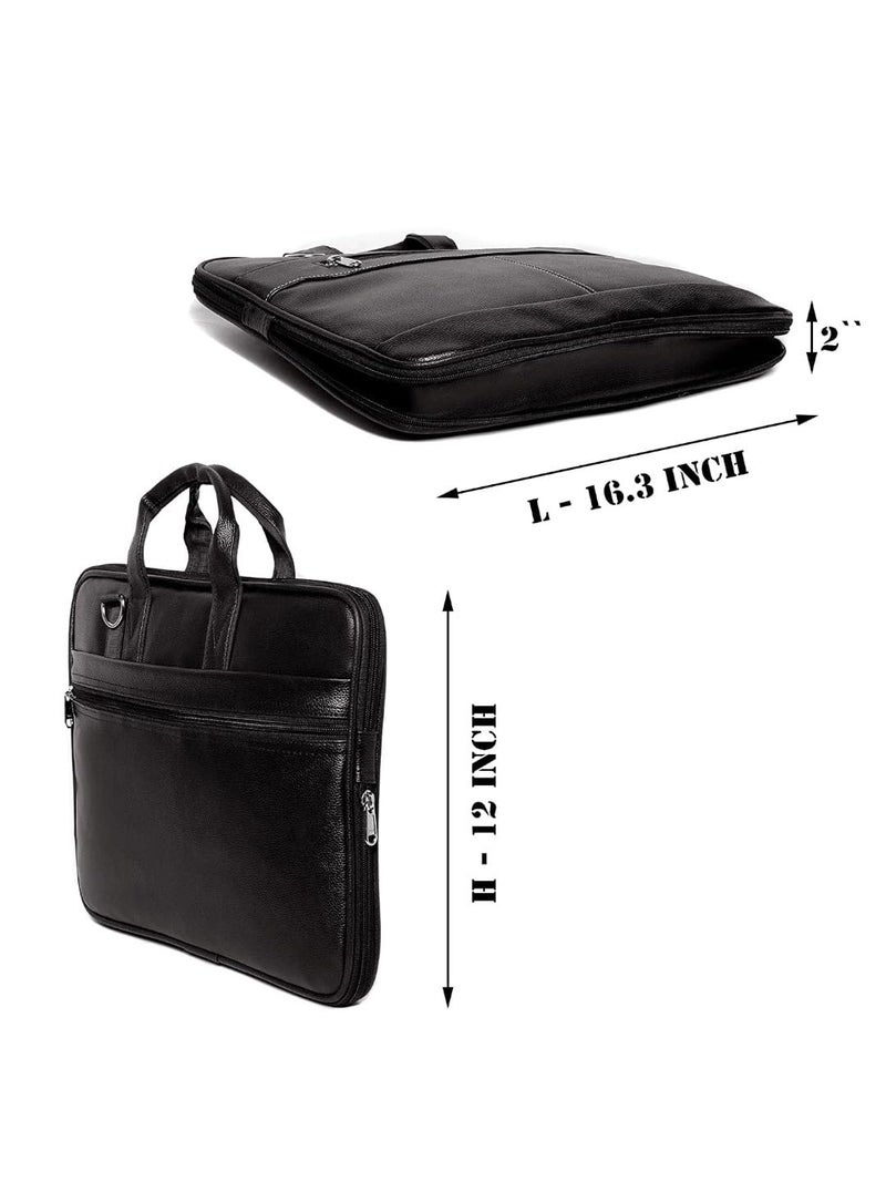 SAMTROH Black Pu Leather Laptop Bag for Men I Fits Up to 156 Inch Laptop/MacBook I 1 Compartment & Padded Laptop Compartment I Handles with Detachable Sling Strap I 2 External & 1 Inner Pocket - Image 5