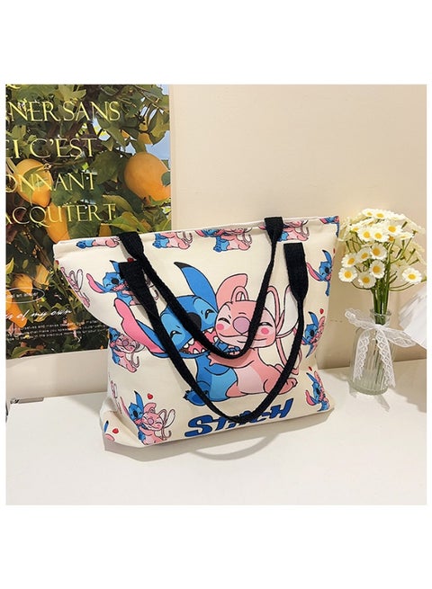 حقيبة قماش كبيرة، ذات أسلوب فني ومنعش، حقيبة كتف مفردة، بسعة كبيرة، حقيبة قماشية للطلاب بطباعة من جهة واحدة