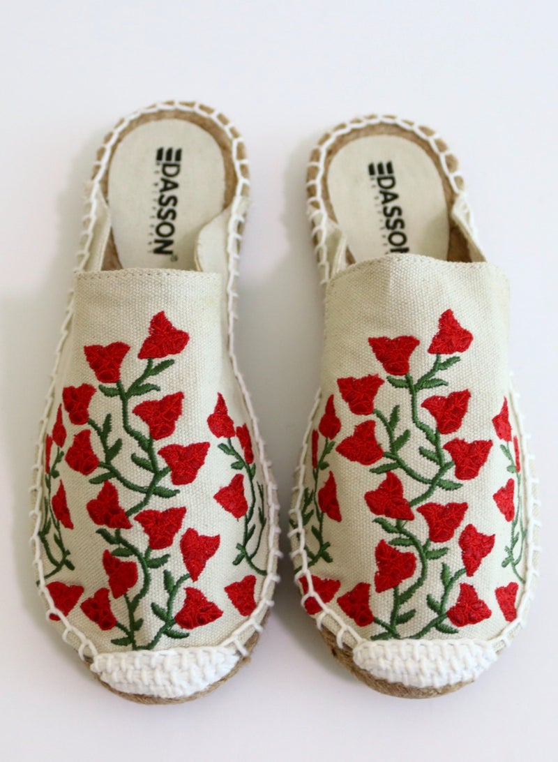 Dasson Embroidered Bougainvillea Espadrille (Milk White)  - Image 1