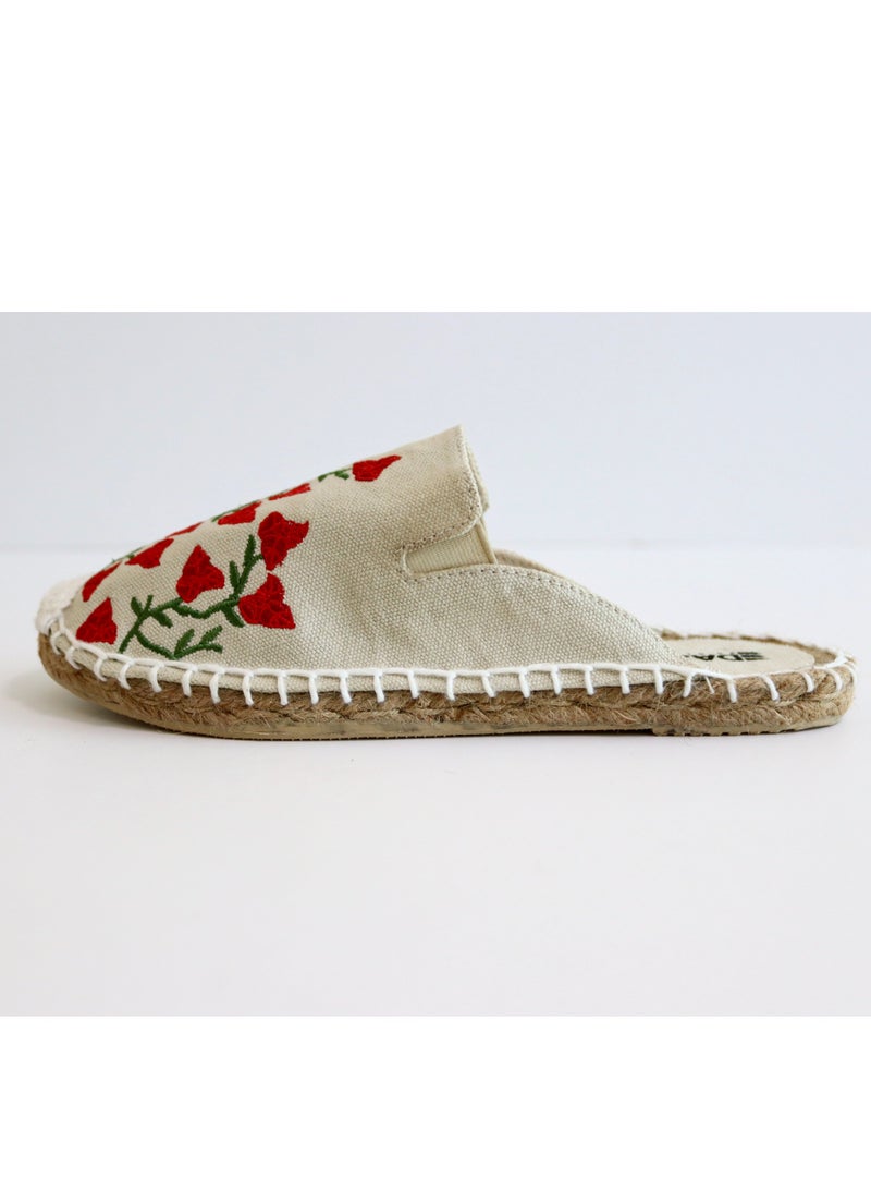 Dasson Embroidered Bougainvillea Espadrille (Milk White)  - Image 3