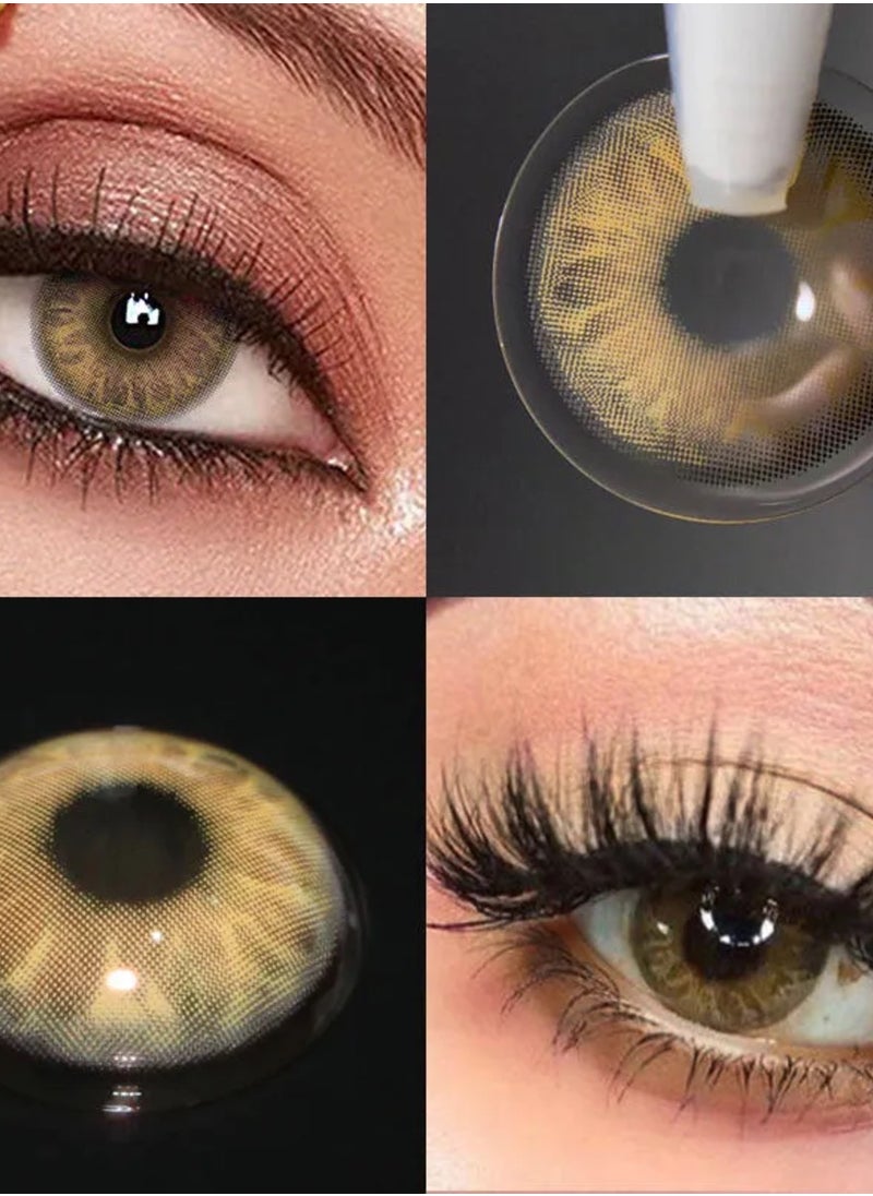 Unibling - Gem Brown Yearly Colored Contact Lenses, Unisex Cosmetic Contact Lenses, Enlargement Collection, Dark Brown, With Case - Image 1