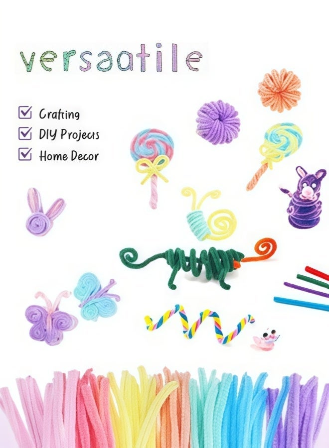 200 قطعة عصي فرو ملونة بألوان الماكرون | أسلاك شينيل للحرف اليدوية DIY للأطفال والكبار | عصي قابلة للف وثني، لصنع الزهور، الفراشات، حيوانات محشوة وزينة منزلية - Image 2