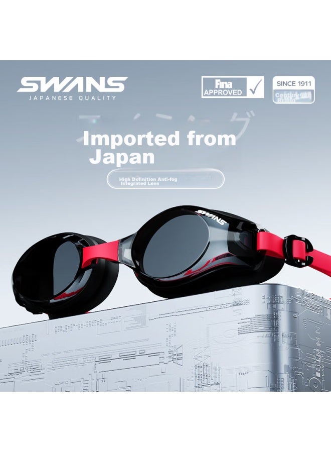 Swans Swimming Goggles, Imported From Japan, Waterproof, Anti-fog, High-definition, Clear Lens, Large Frame, For Adults, Professional Diving, Sw45-2, Black And Red - Image 1