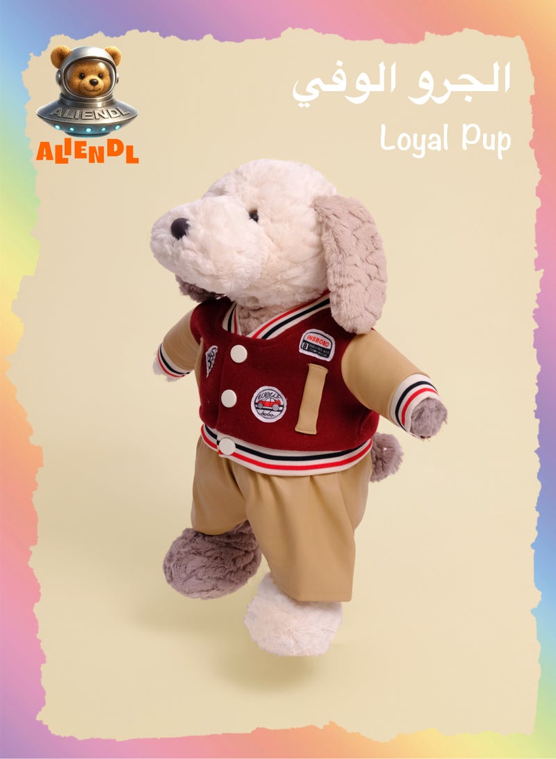ALIENDL Loyal Pup –Plush Puppy Stuffed Animal Dog Toy for Baby Kids, Soft Cute Puppy Plush Doll Gift Set with Removable Clothes & Pouch, Perfect Gift for Kids, Boys, Girls, Friends & Couples - Image 1