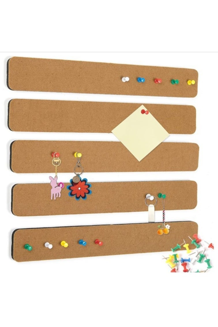 5pack Bulletin Flat Noodles, Felt Nails with 50 Thumbtacks Flat Noodles, Self-Adhesive Felt Bulletin Board, For Office, School, Home Wall Decoration, For Pasting Notes, Photos, Schedules, Organization Memos, Photos, Display - Image 1