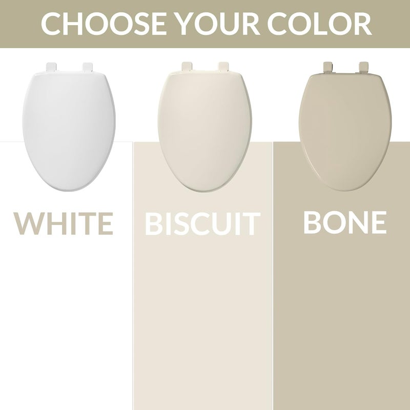 Bemis 7300SLEC مقعد مرحاض بطيء الإغلاق، مفصلات سهلة التنظيف ومقعد بلاستيكي متين، صنع في الولايات المتحدة، مطول، أبيض - Image 4