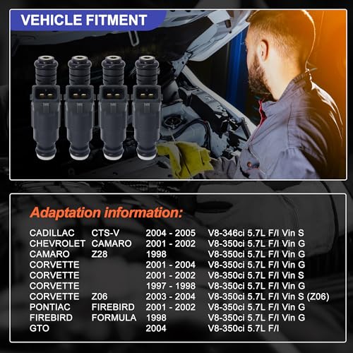 HiSport 8PCS Fuel Injectors 0280155931 Compatible with GM Cadillac Chevrolet Pontiac Cts V Camaro Corvette Z06 Firebird Gto 57L 19972005VIN G S - Image 3