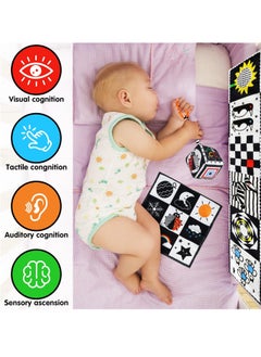 Daytoyz Baby Toy 0-3 Months, Contrast Toy Baby Fabric Book Crinkle Cloth Cube, Contrast Book Black White, Black & White Pram Toy Gift Sets Baby Toy 0 3 6 12 Months (3 Pieces)  - Image 2