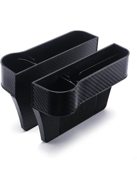 Car Seat Gap Filler Organizer, Multifunctional Seat Gap Storage Box with Cup Holder, Console Side Extra Pouchs with USB Car Charger, Auto Accessories for Cellphone Wallet Key (2 side),Blac