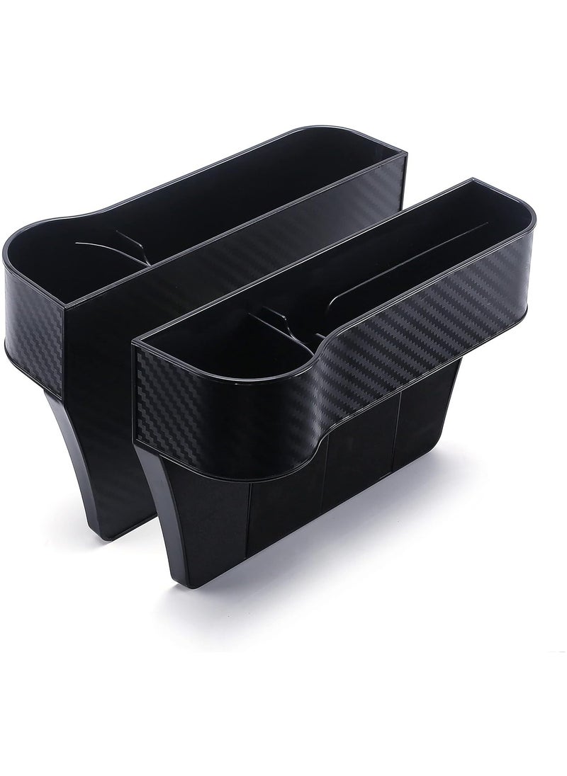 Car Seat Gap Filler Organizer, Multifunctional Seat Gap Storage Box with Cup Holder, Console Side Extra Pouchs with USB Car Charger, Auto Accessories for Cellphone Wallet Key (2 side),Blac