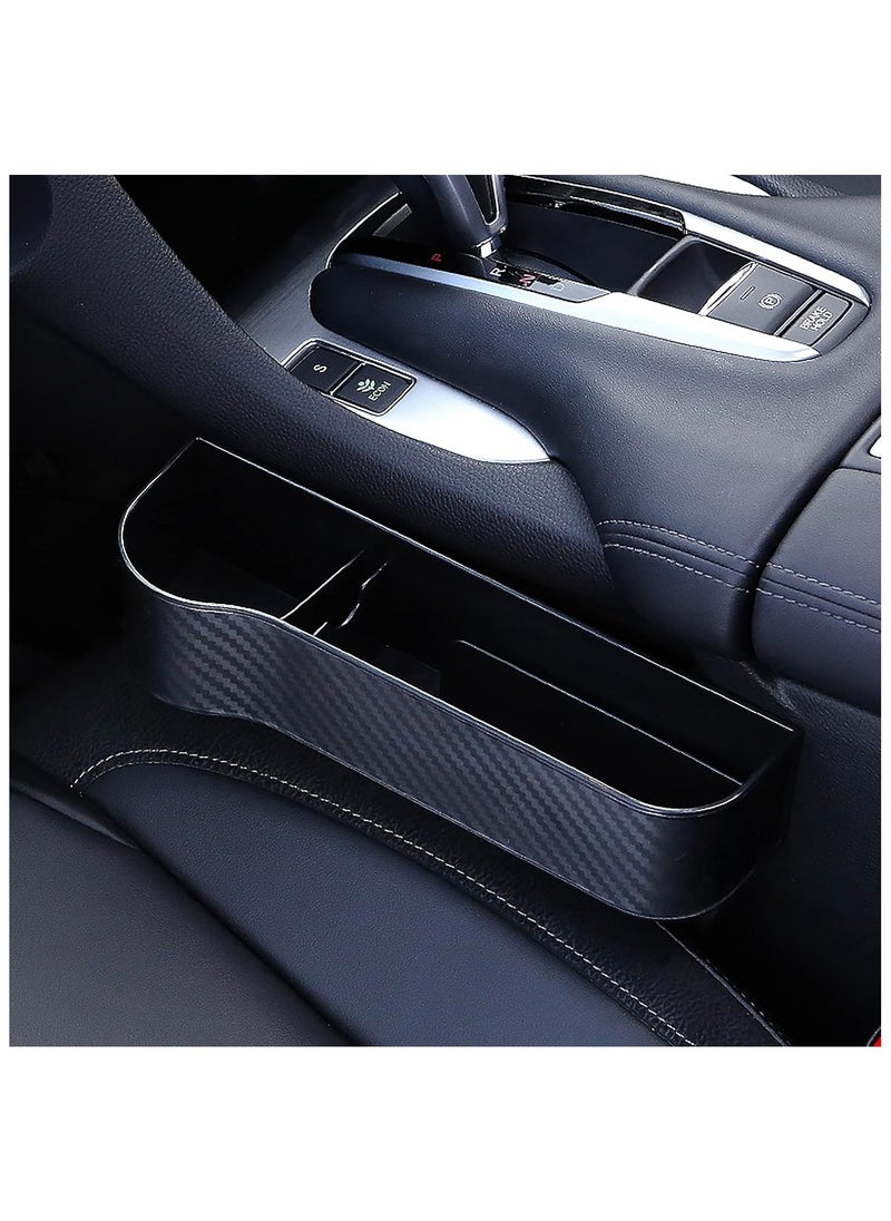 Car Seat Gap Filler Organizer, Multifunctional Seat Gap Storage Box with Cup Holder, Console Side Extra Pouchs with USB Car Charger, Auto Accessories for Cellphone Wallet Key (2 side),Blac