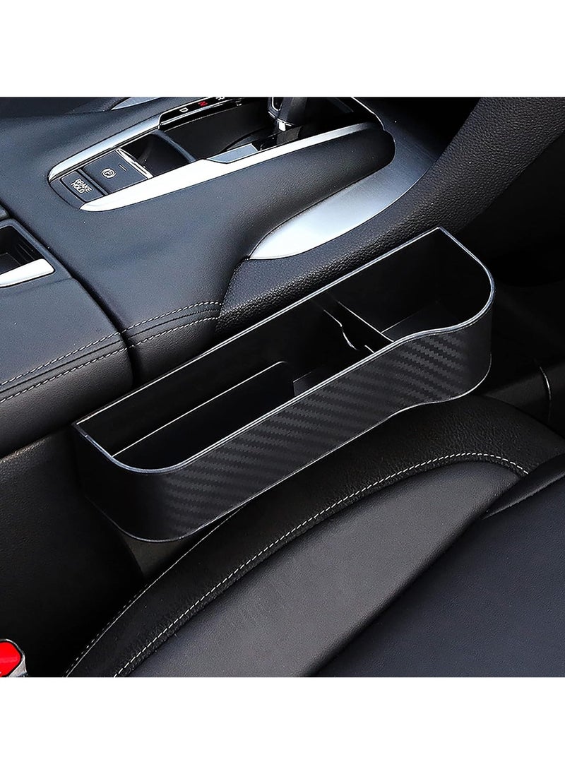 Car Seat Gap Filler Organizer, Multifunctional Seat Gap Storage Box with Cup Holder, Console Side Extra Pouchs with USB Car Charger, Auto Accessories for Cellphone Wallet Key (2 side),Blac