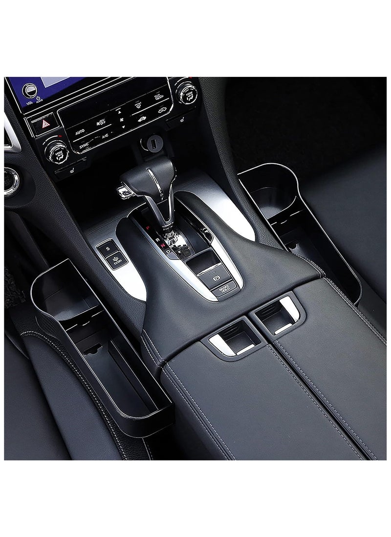 Car Seat Gap Filler Organizer, Multifunctional Seat Gap Storage Box with Cup Holder, Console Side Extra Pouchs with USB Car Charger, Auto Accessories for Cellphone Wallet Key (2 side),Blac