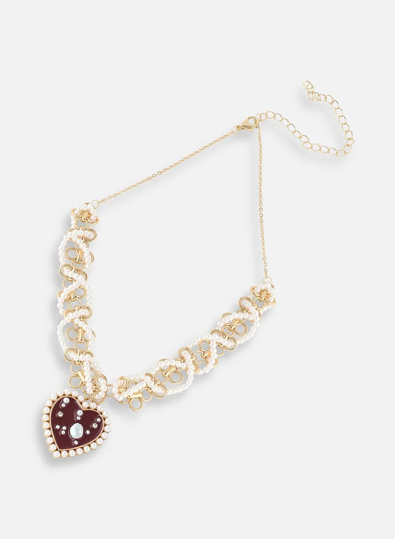 سوهي قلادة كاجوال من اللؤلؤ المطلي بالذهب