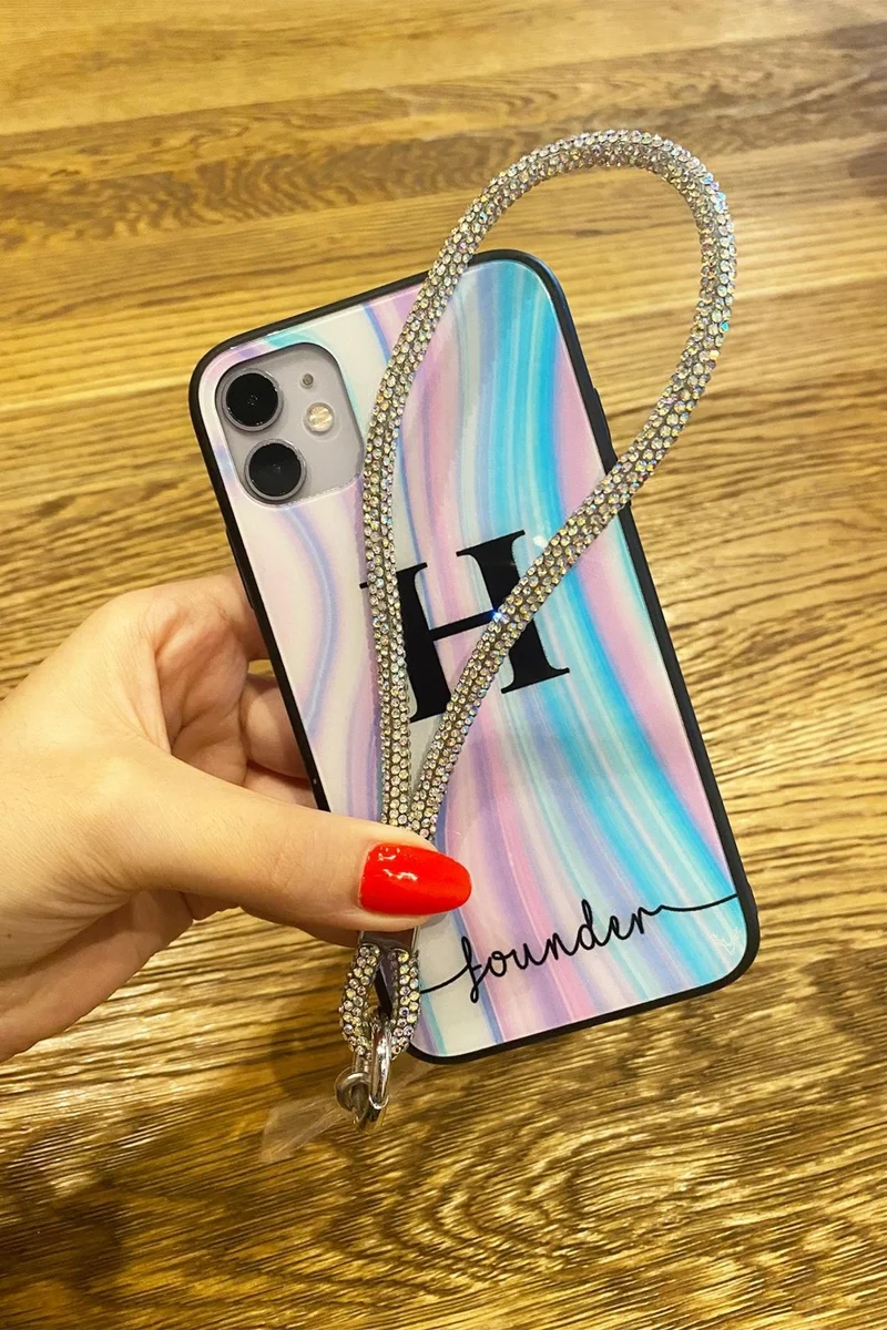 Bahels Silver Short Stone Phone Strap Charm Compatible with All Cases