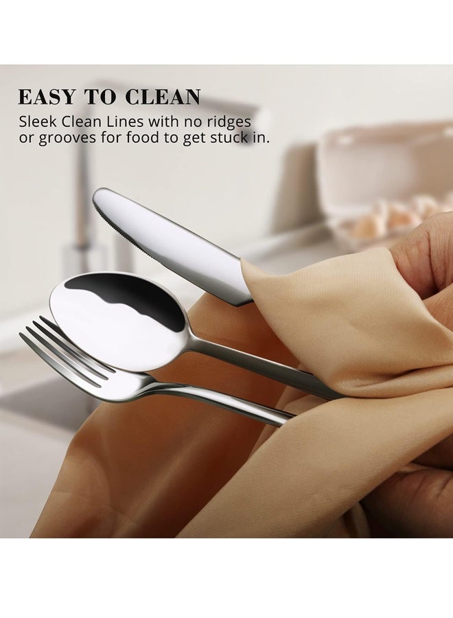 مجموعة الأواني الفضية, 18/10 الأواني الفضية المصنوعة من الفولاذ المقاوم للصدأ غسالة الأطباق المصقولة آمنة للمنزل والمطبخ والزفاف والحفلة (فضية, 5 قطع) - Image 5