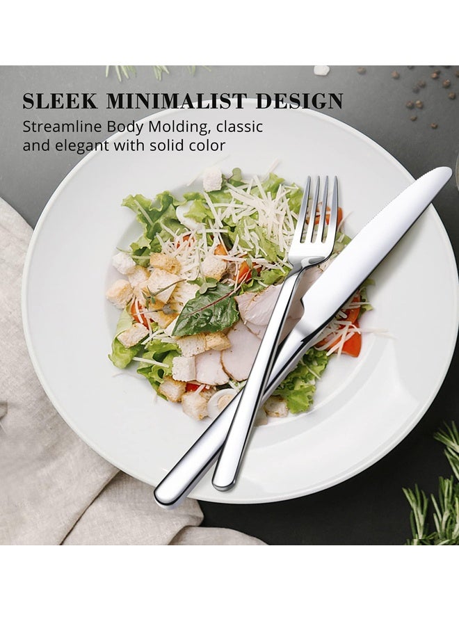 مجموعة الأواني الفضية, 18/10 الأواني الفضية المصنوعة من الفولاذ المقاوم للصدأ غسالة الأطباق المصقولة آمنة للمنزل والمطبخ والزفاف والحفلة (فضية, 5 قطع) - Image 4