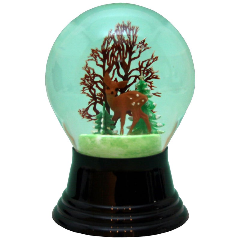 Alexander Taron Importer Pr1566 Perzy Snowglobe-Medium Doe مع شجرة - 5 بوصة ارتفاع × 3 بوصة عمق أخضر