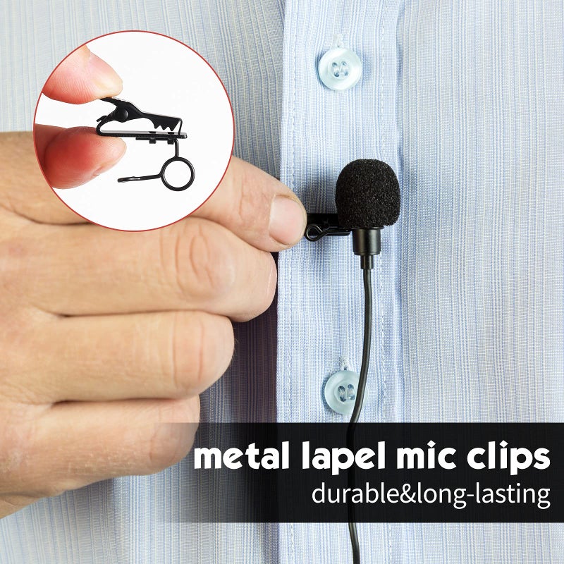 TOODOO 36 Pieces Lapel Mic Clips Sponge Cover Kit 18 Pieces Mental Lavalier Microphone Clip Plastic Lavalier Wire Clips 18 Pieces Foam Windscreen Cover Lapel Mic Windscreen Foam Covers for Interview Video - Image 3